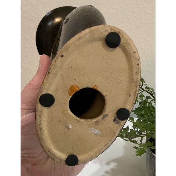 Feng Shui Pillar Candle Holder Wrought Iron Poured Glaze Abalone Shell Inlay - Picture 8 of 8